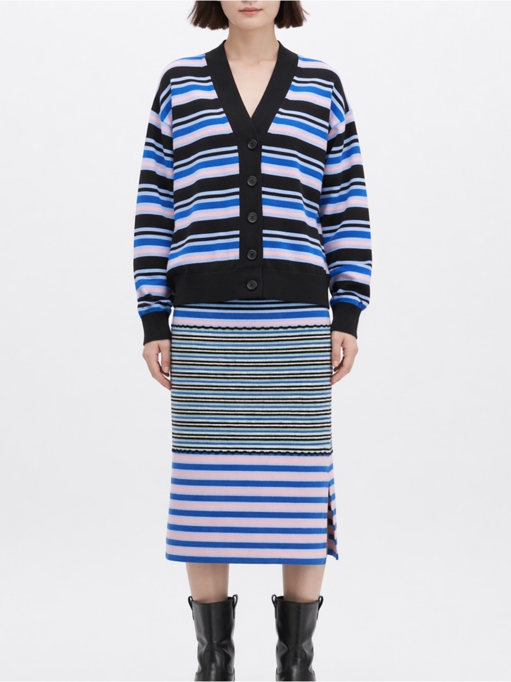 Marni x UNIQLO Two Piece Set Striped Knit Cardigan + Skirt Size S